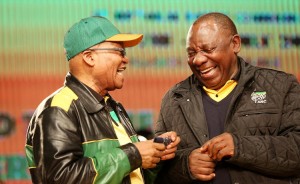 South African President Cyril Ramaphosa (right) with former president Jacob Zuma