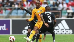 Kaizer Chiefs' Khama Billiat works his way past Thembinkosi Lorch of Orlando Pirates in a previous Soweto derby