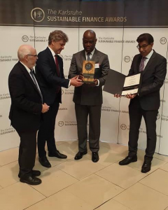 GMD/CEO, Access Bank Plc, Herbert Wigwe, picks up the Karlsruhe Outstanding Business Sustainability Achievement Awards 2019, in Karlsruhe, Germany, for the 4th time