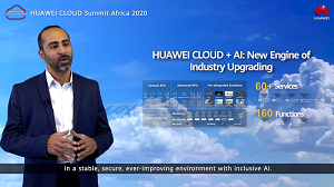 George Thabit Ayad Thomas speaking at the Huawei Cloud Summit Africa 2020