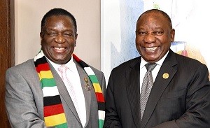 Zimbabwean president Emmerson Mnangagwa and his South African counterpart, Cyril Ramaphosa