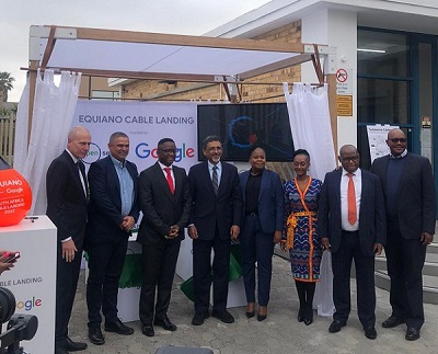 From left-to-right are Minister of Trade and Industry, Ibrahim Patel with the leadership teams of Telkom, Openserve and Google