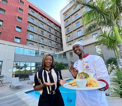 The two at the City Lodge Hotel in Maputo, Mozambique. Photo supplied