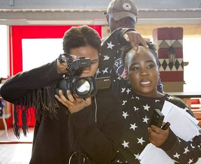 Nondumiso Madlala demonstrates with hands as she directs some of her films. Photo supplied