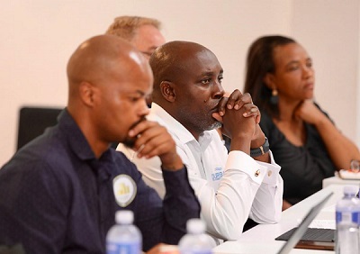 eThekwini mayor, Clr Mxolisi Kaunda (centre) with nine Community Tourism Organisations leaders at a tourism meeting in Durban