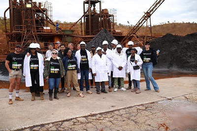Journalists touring the African Chrome Fields in Midlands province, Zimbabwe.