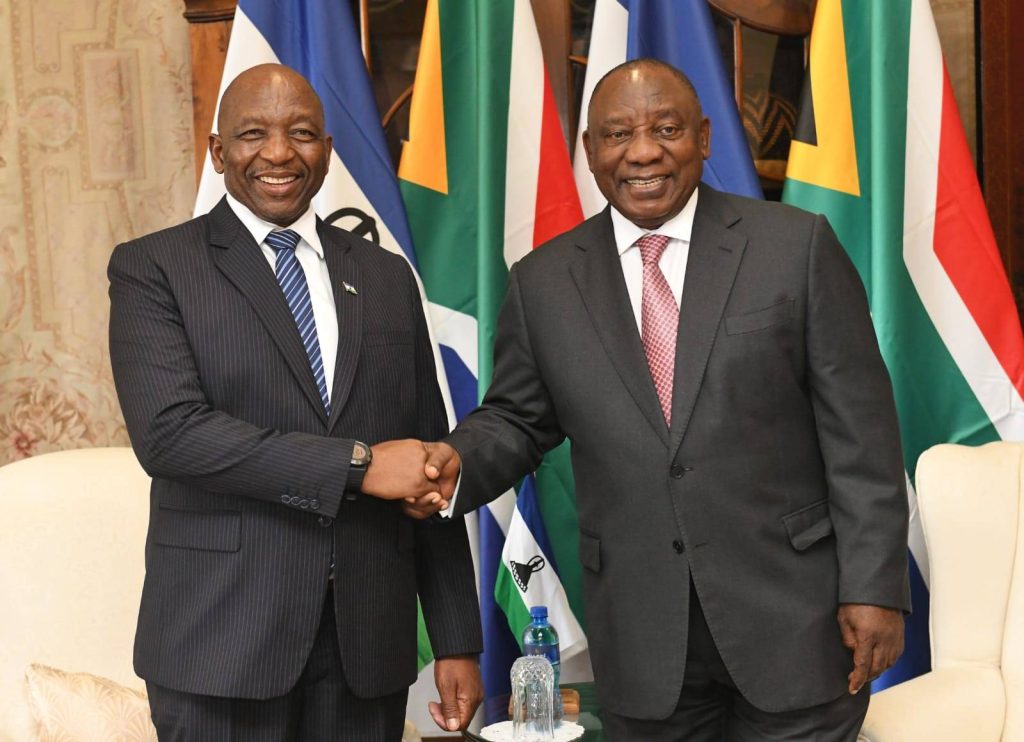 Lesotho Prime Minister Samuel Matekane with his South African counterpart, President Cyril Ramaphosa