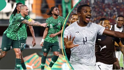 Nigerian soccer players (left) to battle out with their South African counterparts tonight in the AFCON quarter-final at the Stade Bouaké in Bouaké, Côte d'Ivoire. Photo by X (formerly Twitter).